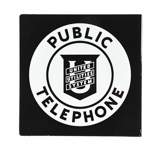 UNITED UTILITIES SYSTEM PUBLIC TELEPHONE SIGN.