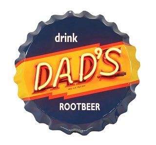 MODERN LIMITED PRODUCTION DRINK DAD'S ROOTBEER NEON CAP SIGN.