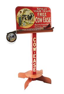PHENOMENAL COUNTRY STORE TIN DISPLAY ADVERTISING COW-EASE FLY SPRAY.