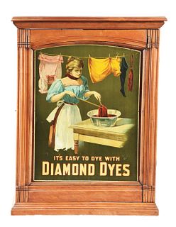 DIAMOND DYES "WASHING WOMAN" VERSION DISPLAY CABINET.