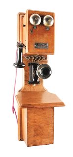 BEAUTIFUL EARLY WALL TELEPHONE MADE BY THE KOKOMO TELEPHONE AND ELECTRIC MANUFACTURING COMPANY.