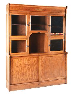 LARGE COUNTRY STORE CABINET, MOST LIKELY FROM A CIGAR STORE.