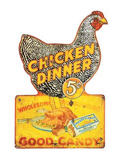 CHICKEN DINNER SINGLE-SIDED PAINTED TIN SIGN.