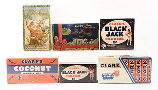 LOT OF 6: CLARK'S CANDY BAR BOXES.
