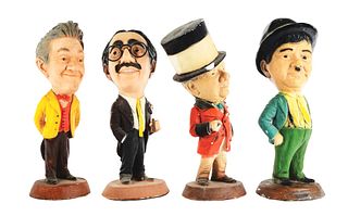 LOT OF 4: CARNIVAL CHALK FIGURES, LAUREL & HARDY, GROUCHO MARX AND W. C. FIELDS.