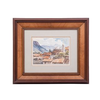 ENRIQUE SÁNCHEZ. El Medineño, Jalisco. Firmado. Acuarela sobre papel. 18 x 25 cm. Enmarcado.