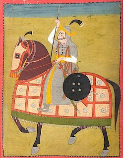 Indian Mughal Period Painting of Prince on Horseback 