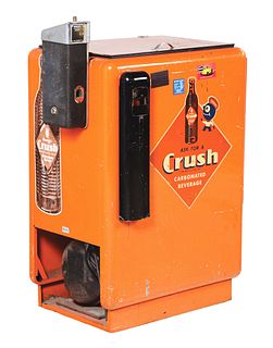 GLASSCOCK SLIDER SODA MACHINE IN ORANGE-CRUSH MOTIF.
