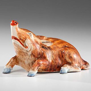 Chinese Porcelain Boar Figure 