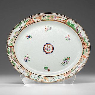 Chinese Export Platter with Scenic Decoration 