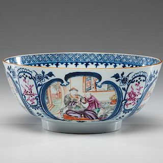 Chinese Export Punch Bowl with Scenic Reserves 