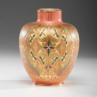 Crown Derby Gilt and Enameled Porcelain Vase 