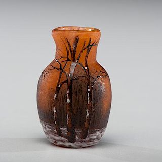 Daum Miniature Paysage d'Hiver Vase 