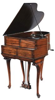 BABY GRAND PHONOGRAPH WITH RECORDS.