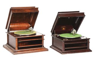 LOT OF 2: COLUMBIA TABLE MODEL C-2 AND COLUMBIA MODEL SAVORY C-2 PHONOGRAPHS.