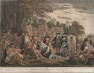 William Penn's Treaty with the Indians Engraving by John Hall, After Benjamin West 