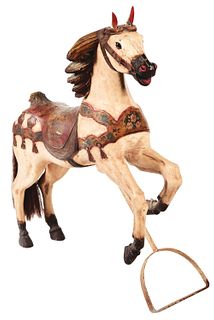 BEAUTIFUL PERIOD FOLK ART CAROUSEL HORSE.