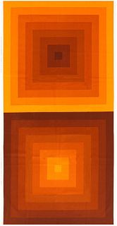 Vintage Orange "Quadrat" Verner Panton Textile 7 ft 10 in x 4 ft 2 in (2.39 m x 1.27 m)