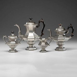 Roswell Gleason Pewter Coffee and Tea Service 