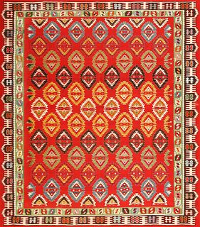 Vintage Sarkoy Turkish Kilim Rug - No Reserve 8 ft 10 in x 7 ft 10 in (2.69 m x 2.39 m)