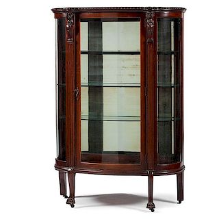 Robert Mitchell Furniture Co. Mahogany Curio Cabinet with Griffin Carvings 