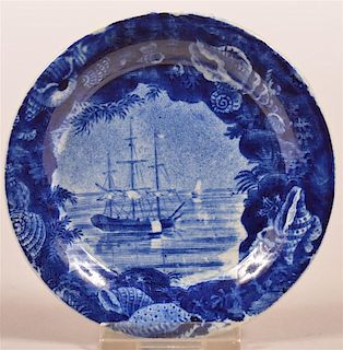 Historical Staffordshire Blue Transfer Cup Plate.
