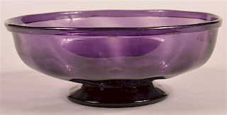 Blown Amethyst Glass Small Footed Bowl.