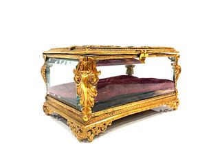 Antique French Gilt Bronze and Crystal Box