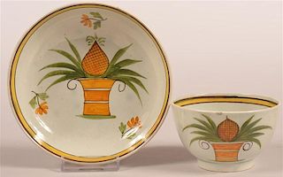 Leeds Pineapple in Vase Cup and Saucer.