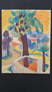 Louis Bellon Provence Summer Landscape Post-Impressionist Signed 1947 Painting c. 1947