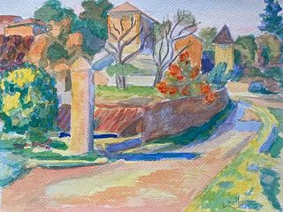 Louis Bellon 1940's Provence Painting French Pathway Landscape - Post Impressionist artist c. 1940s