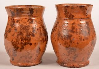 Pair of Pennsylvania Redware Jars or Vases.