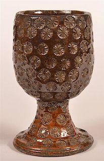 19th Century Glazed Redware Pottery Goblet.