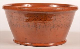 19th Century Glazed Redware Pottery Bowl.
