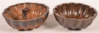 Two Glazed Redware Pottery Food Molds.
