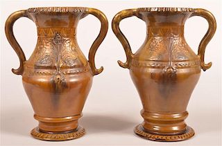 Pair of Stahl Redware Pottery Vases.