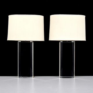 Pair of Karl Springer Lucite Table Lamps