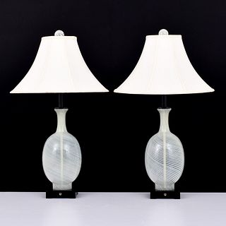 Pair of "Filigrana" Lamps, Manner of Aureliano Toso