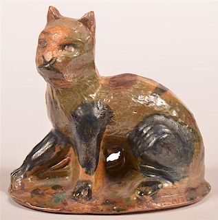 Stahl Redware Figure of a Seated Cat.