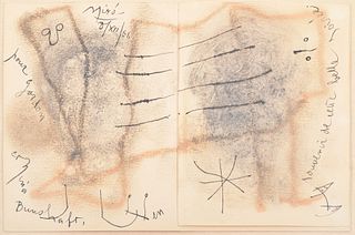 Joan Miro Mixed Media Work on Paper, Gordon Bunshaft