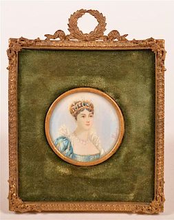 Miniature Portrait Painting on Ivory of a Princess