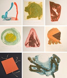 7 Bernard Childs Abstract Intaglio Prints, Signed Editions