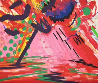 Peter Alexander Abstract Lithograph with Hand Painting