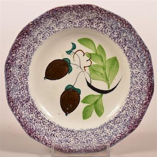 Purple Spatter Acorn Pattern Toddy or Cup Plate.