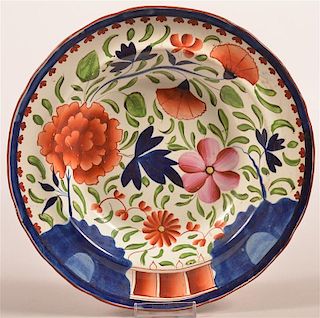 Gaudy Dutch Double Rose Pattern Soup Plate.