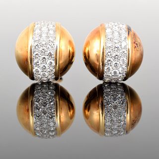 Keil 18K Gold, Platinum & Diamond Estate Earrings