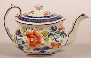 Gaudy Dutch Single Rose Soft Paste Teapot.