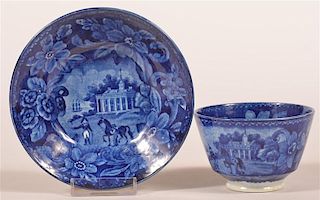 Historical Staffordshire Blue Cup and Saucer.