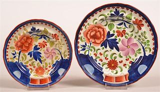 Two Gaudy Dutch Double Rose Pattern Plates.