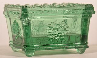 Rare New England Glass Co. Light Green Salt Dish